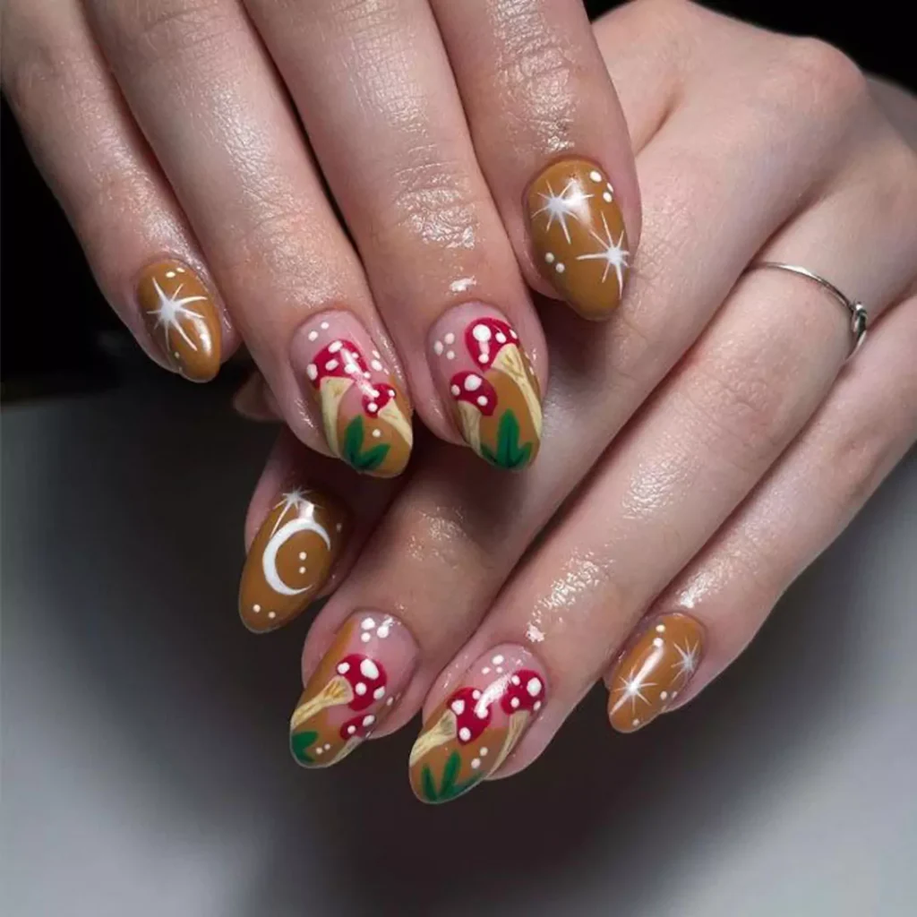 Stylish and special mushroom nail design