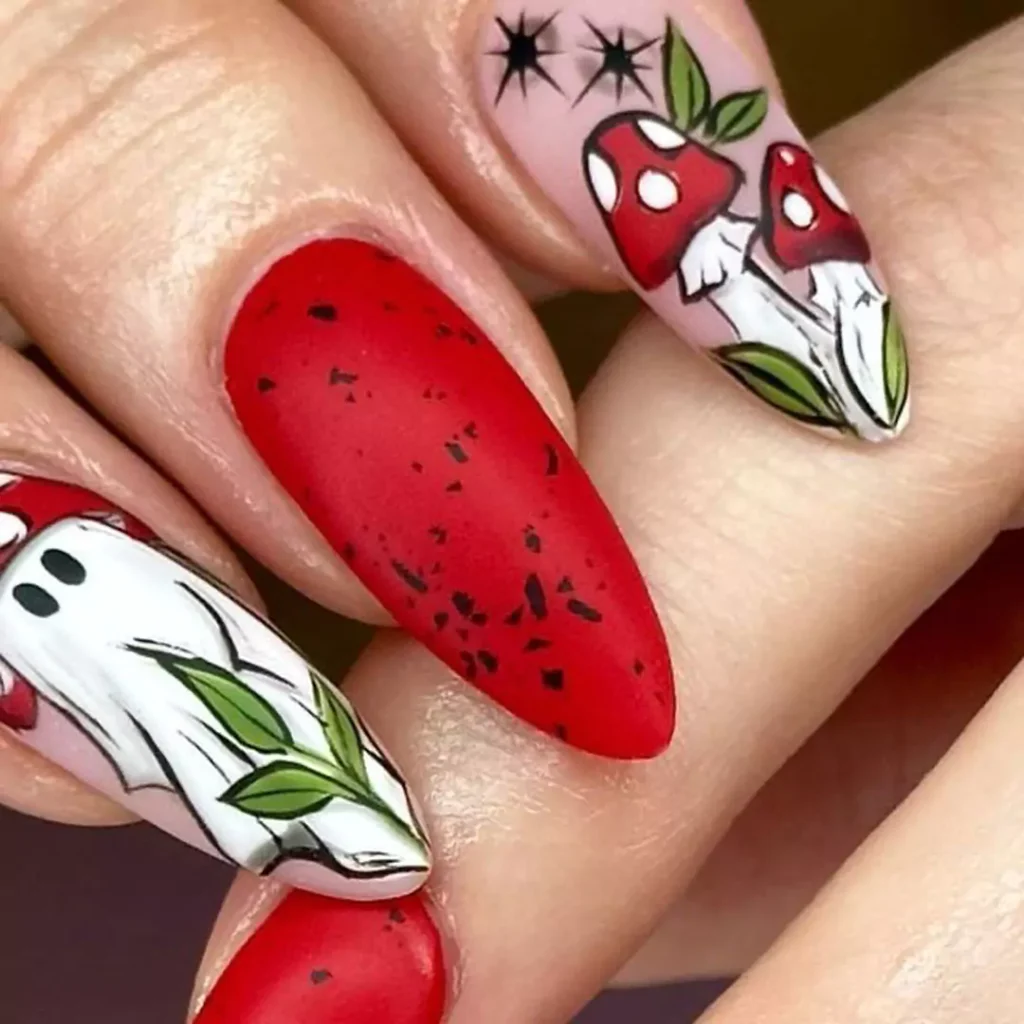 Enchanting mushroom nail design