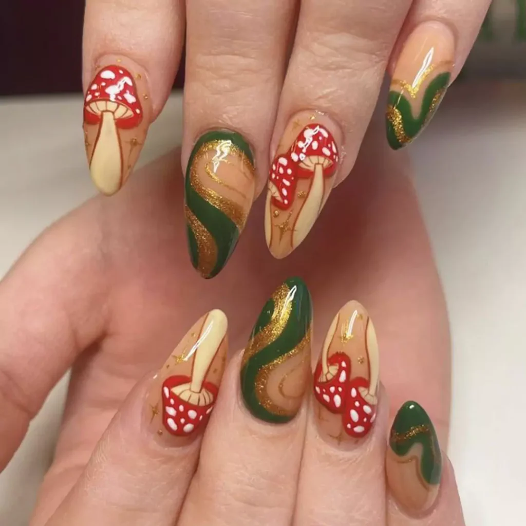 Eye-catching mushroom nail design