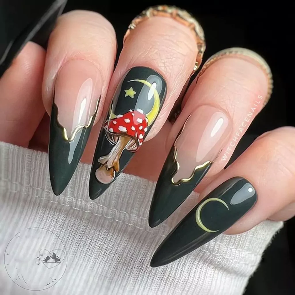 Attractive and special mushroom nail design