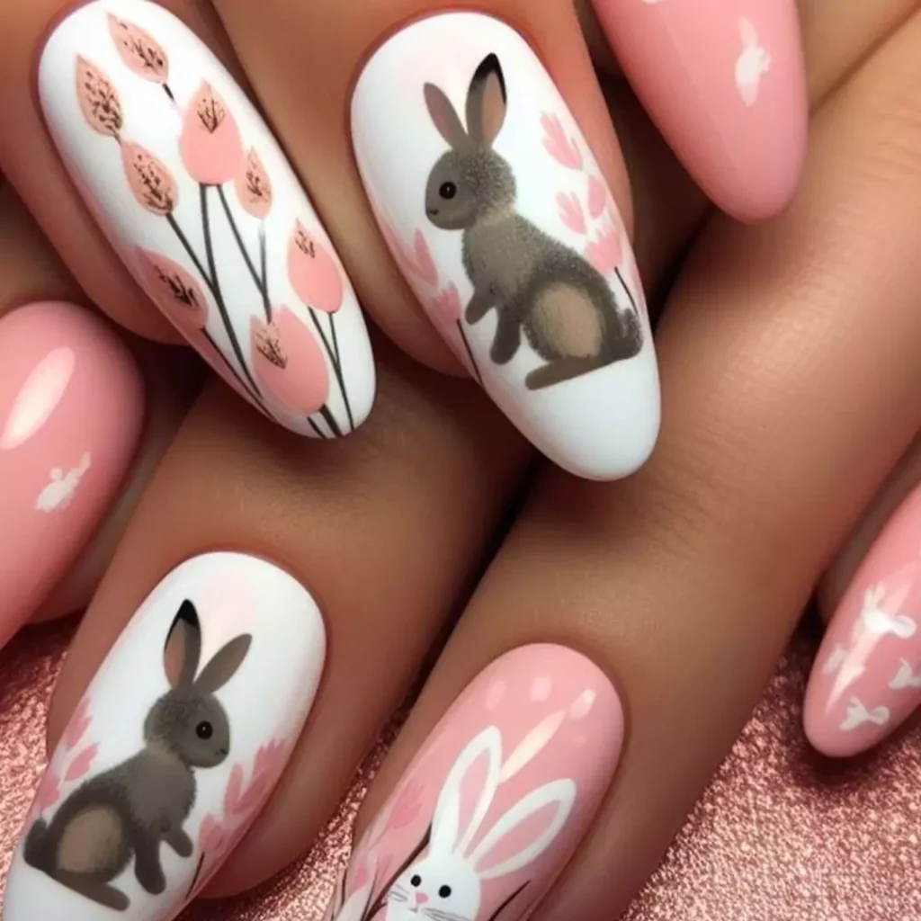 Modern Rabbit nail design