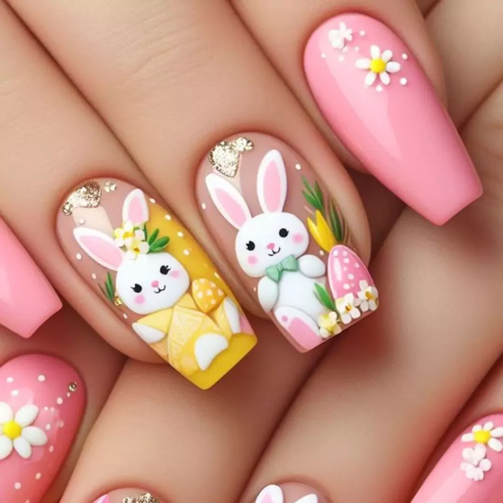 Beautiful and charming Rabbit nail design