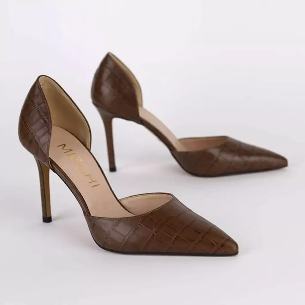 striking brown high heels shoes