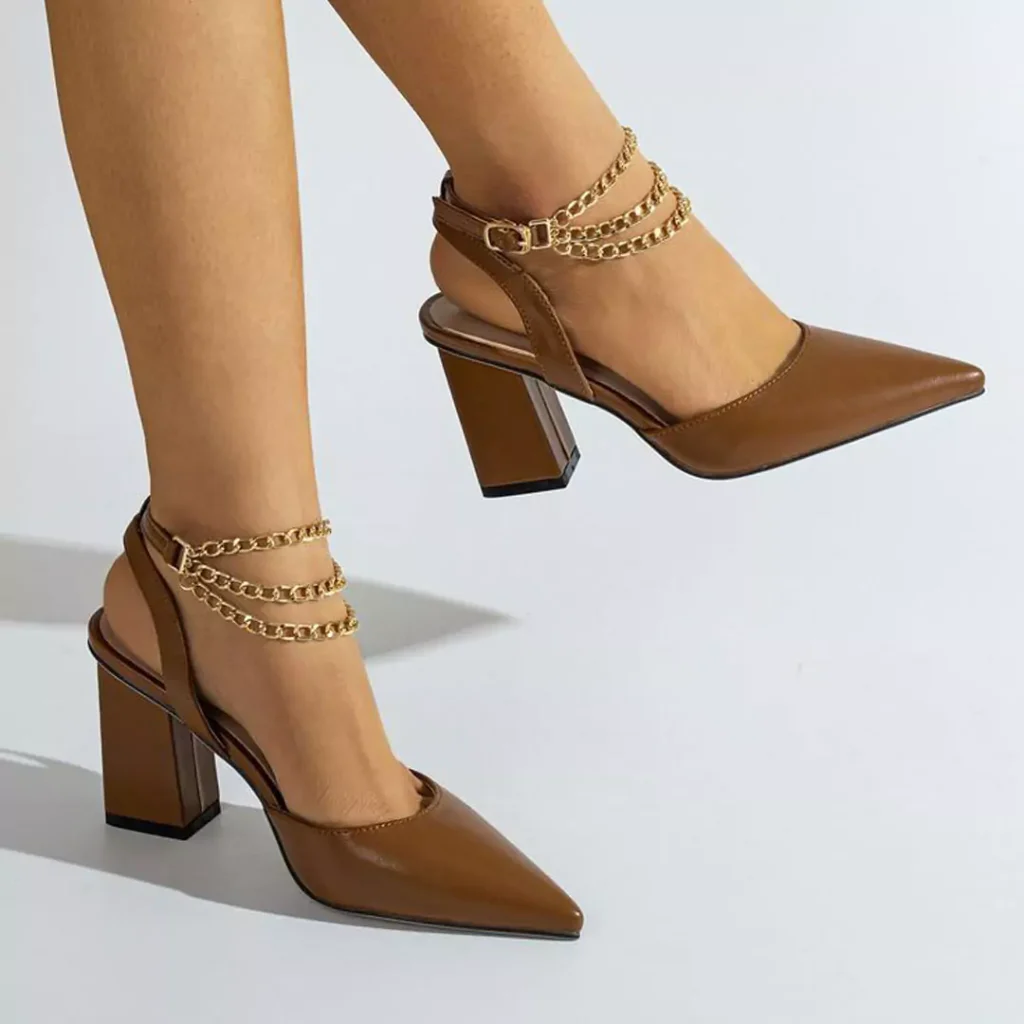 graceful brown high heels shoes