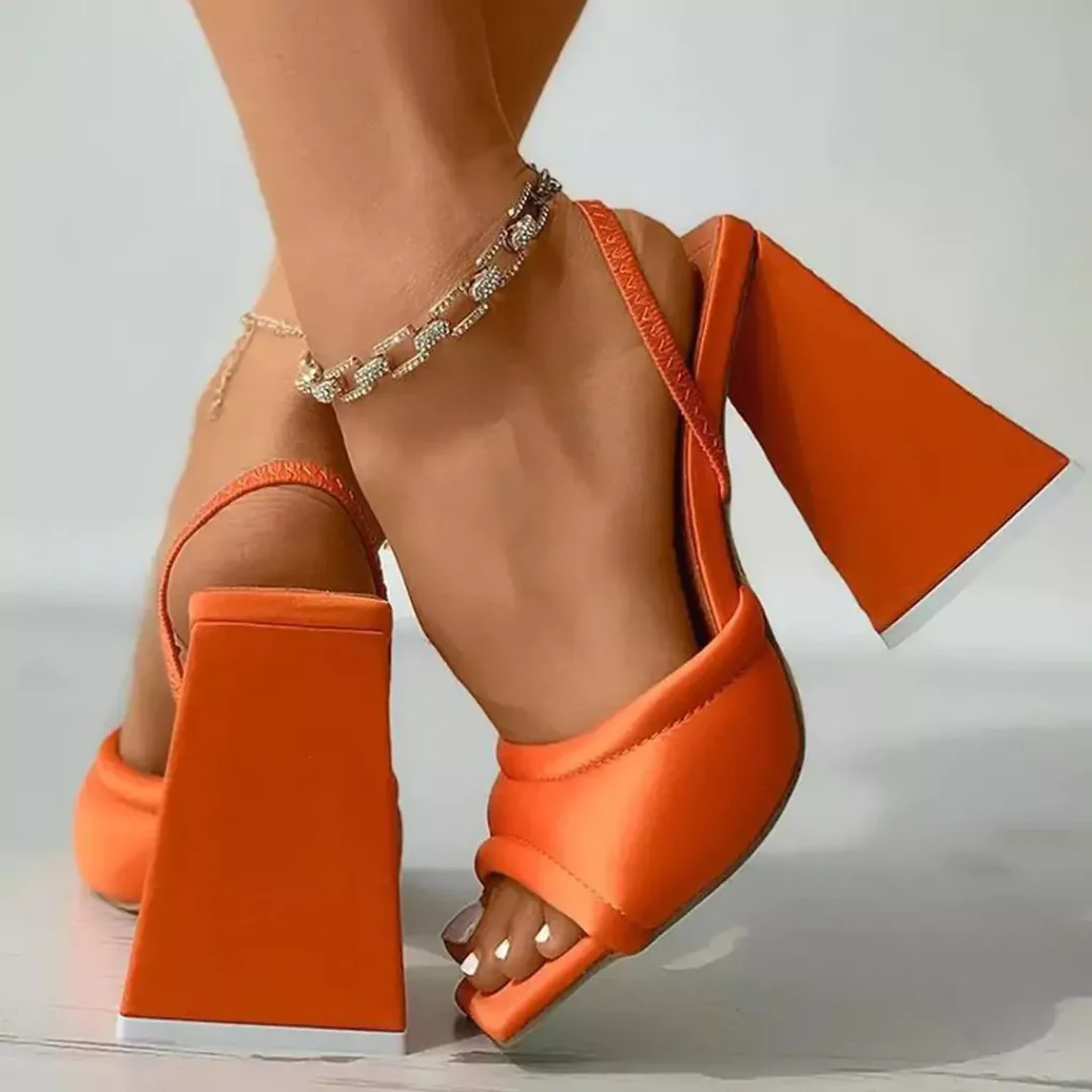 attractive orange high heels shoes 