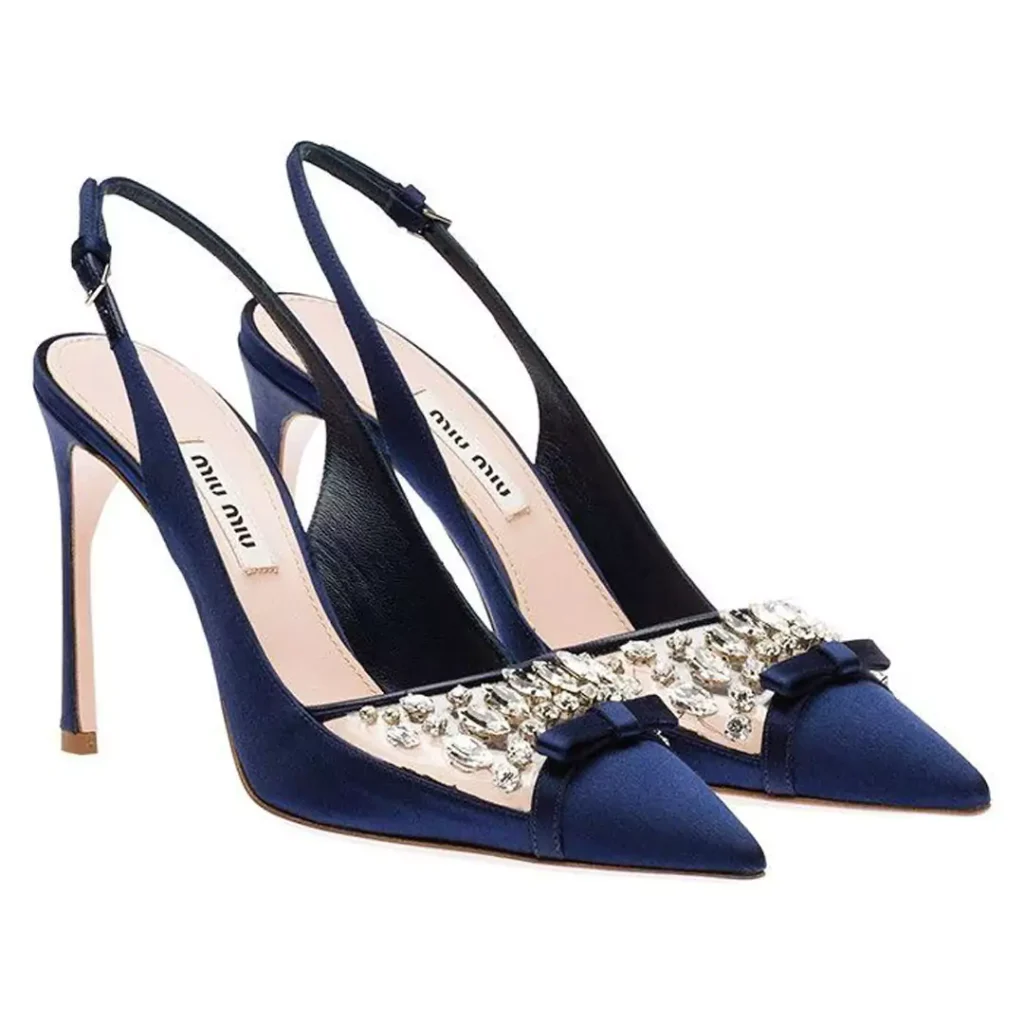 stylish navy blue high-heeled shoes