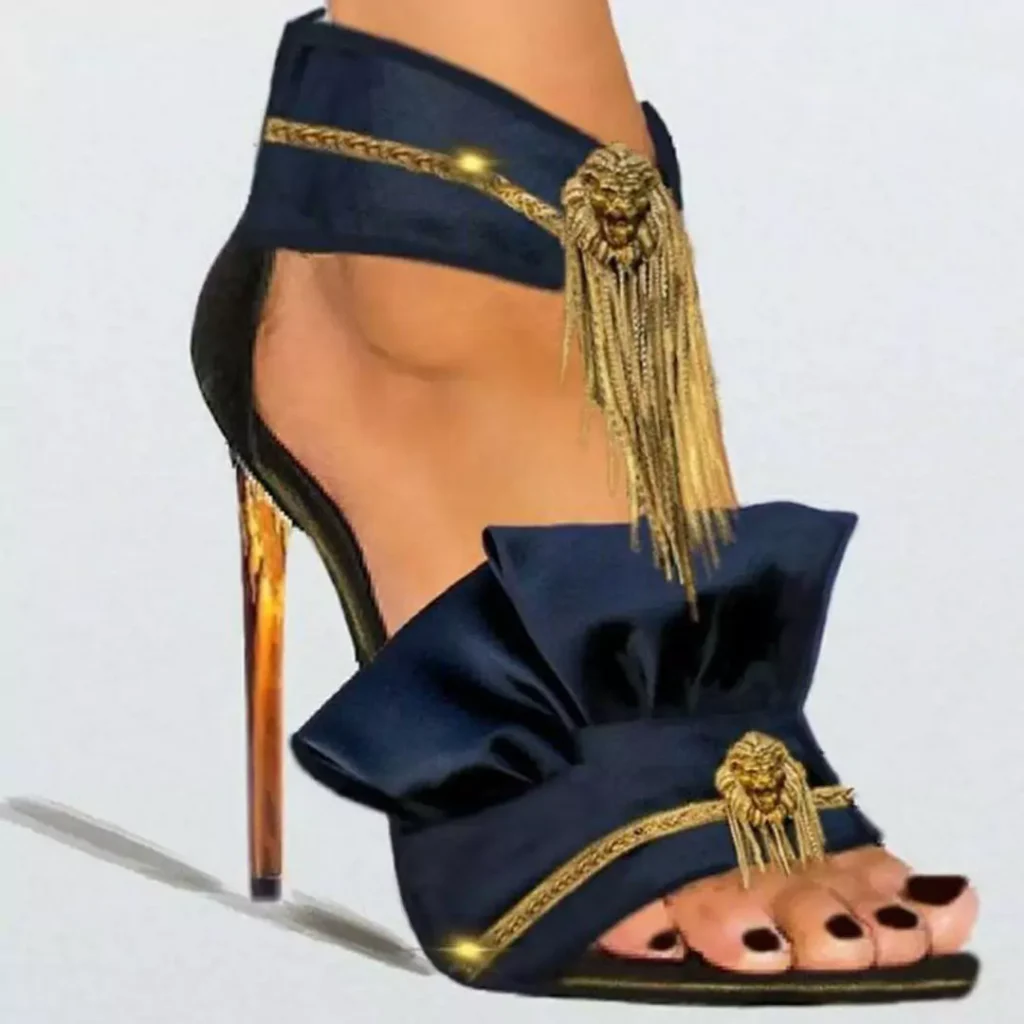 special navy blue high-heeled shoes