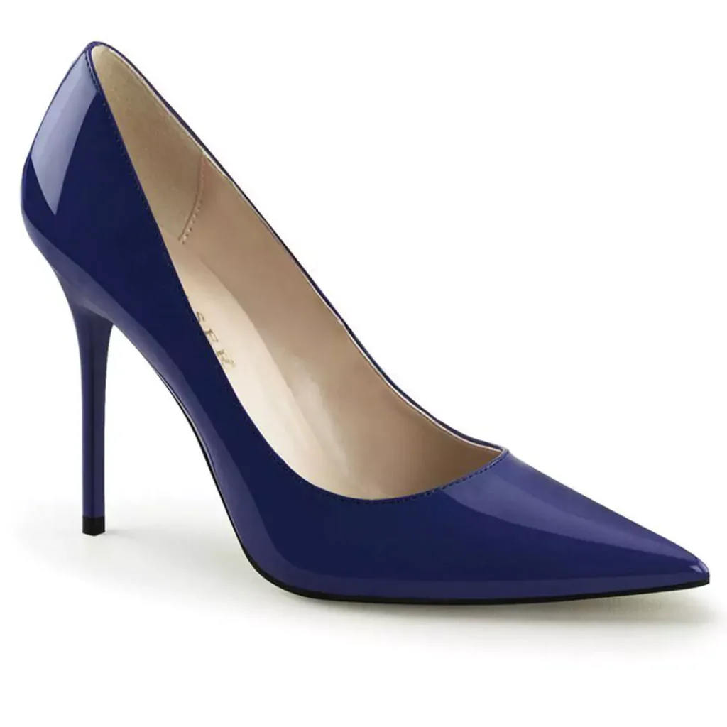 trendy navy blue high-heeled shoes