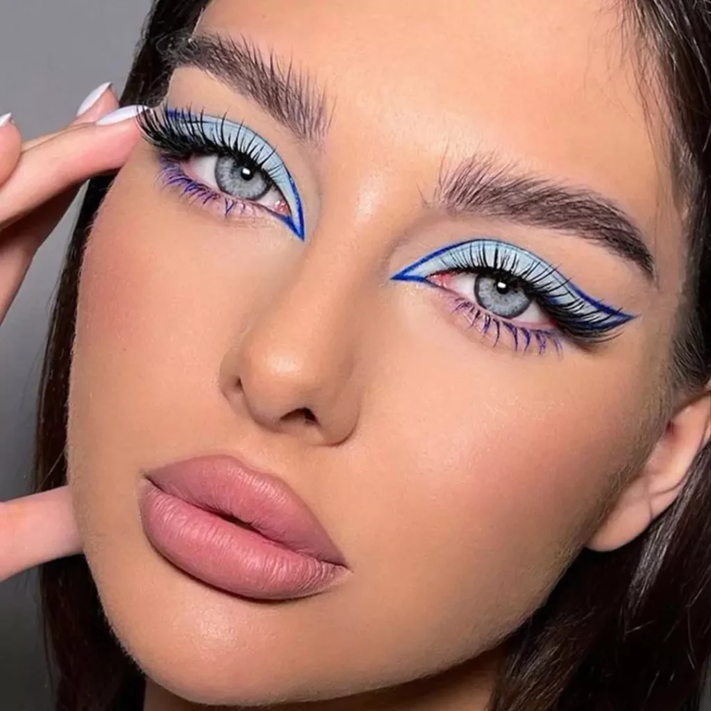 Modern Makeup with blue eyeshadow