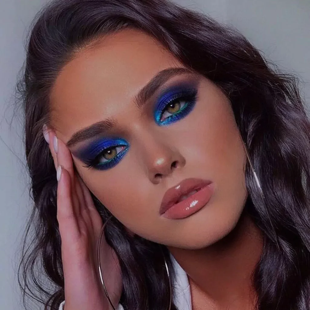 Stylish and special Makeup with blue eyeshadow