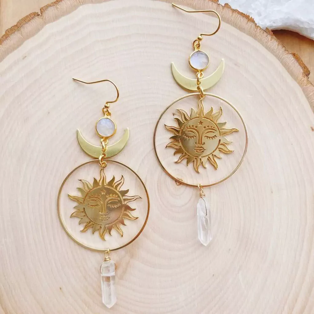 Eye-catching earrings with sun designs