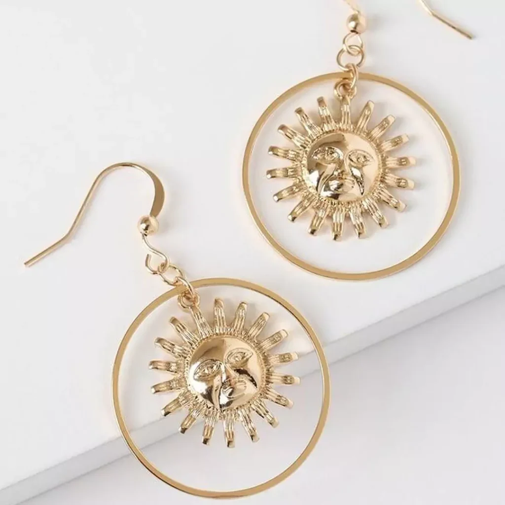 Modern earrings with sun designs