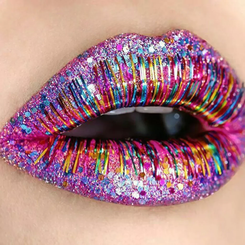 Deceptive lip makeup with fantasy designs