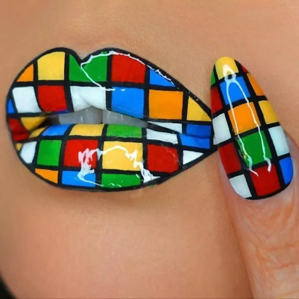 Eye-catching lip makeup with fantasy designs