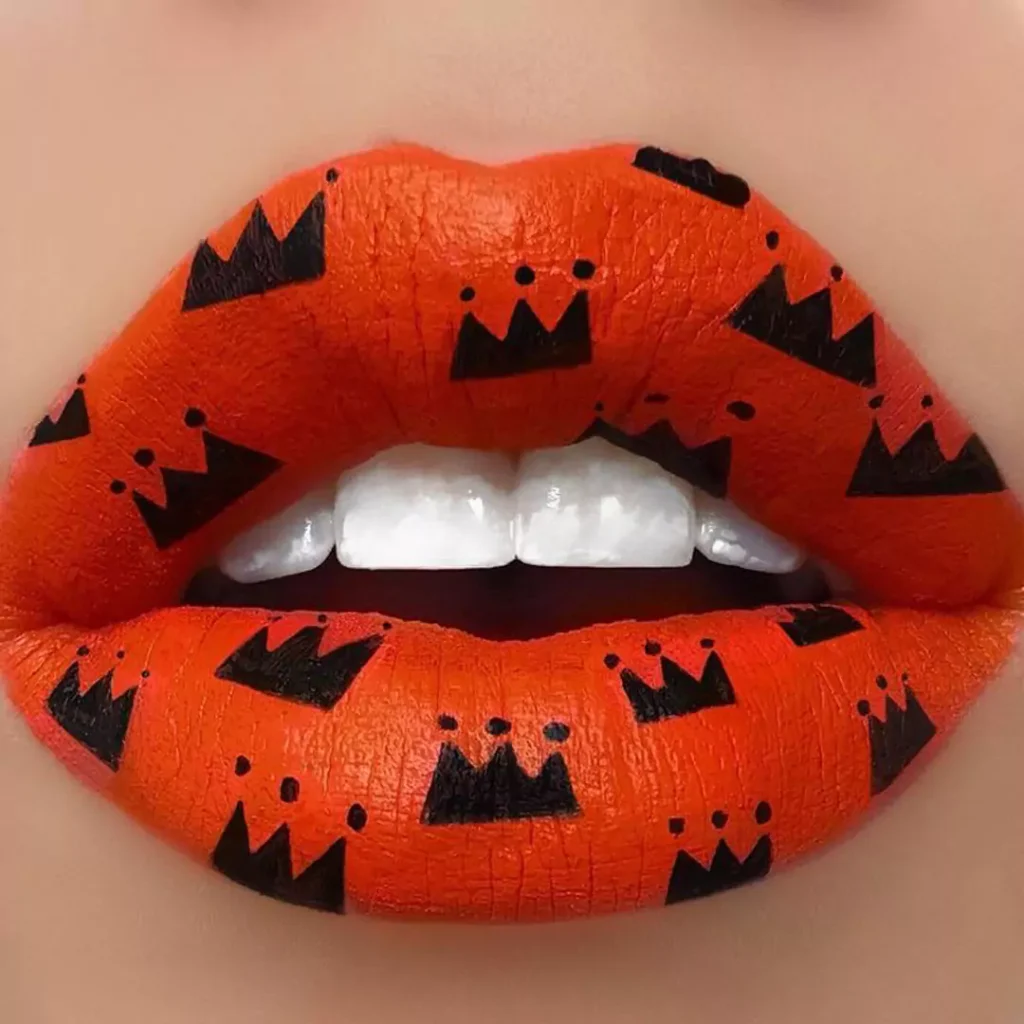 Attractive lip makeup with fantasy designs