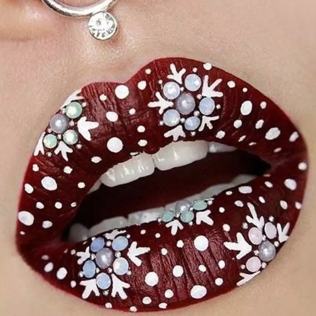 Stylish lip makeup with fantasy designs