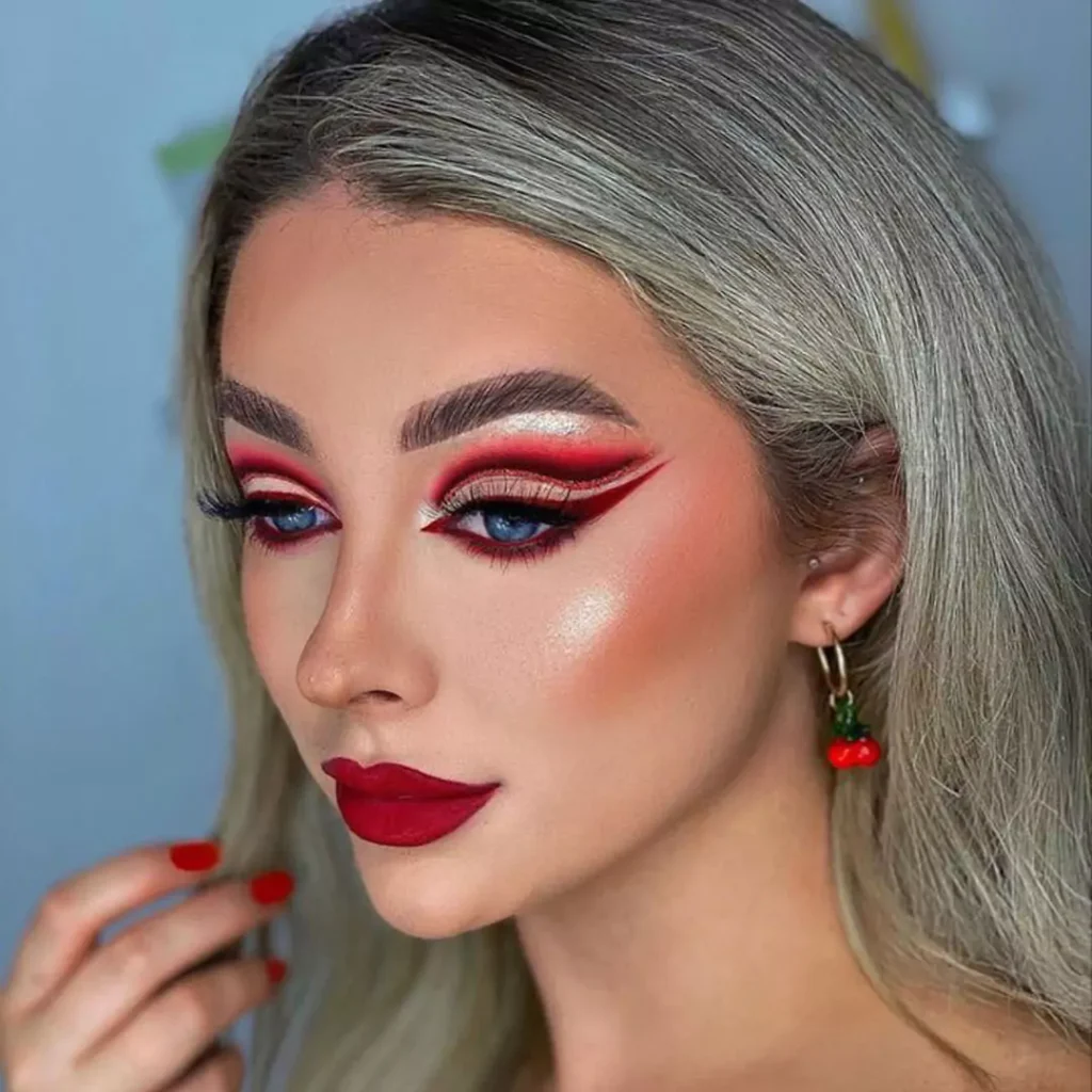 Attractive red makeup