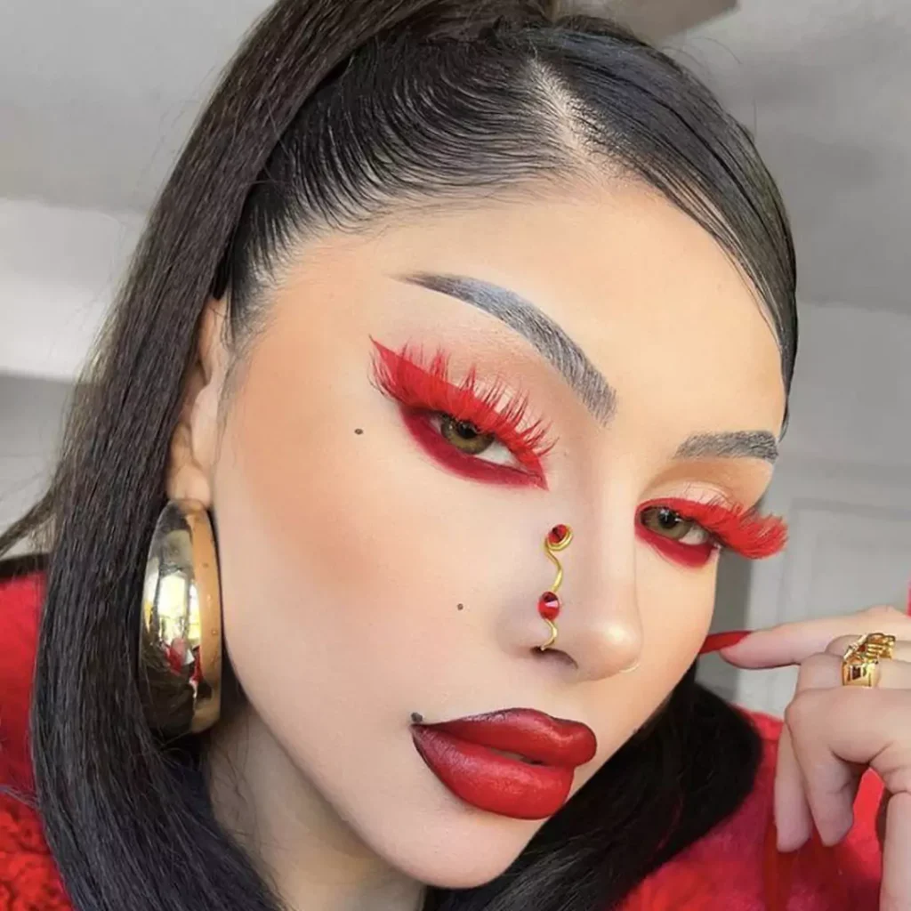 Modern red makeup