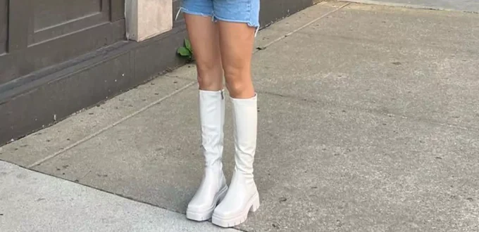 stylish white knee-high boots for women