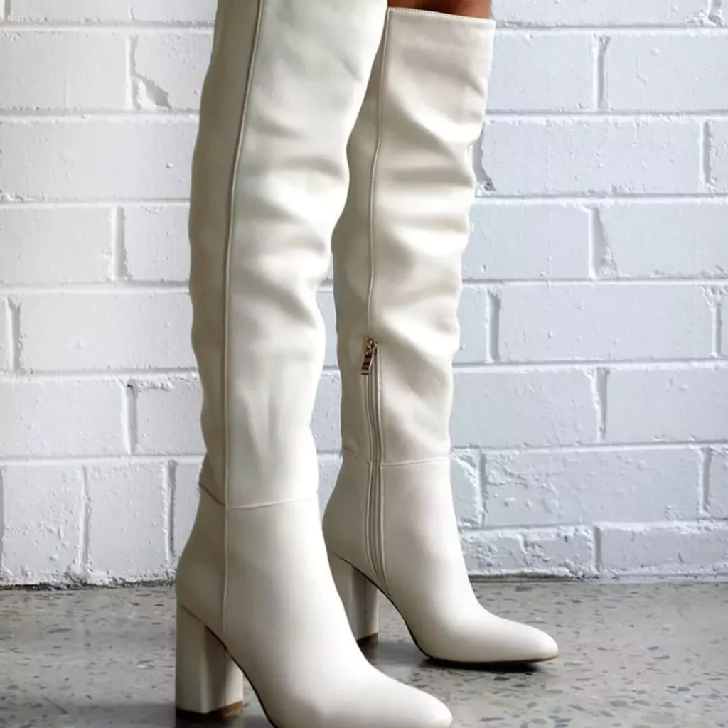 waterproof white knee-high boots for women 