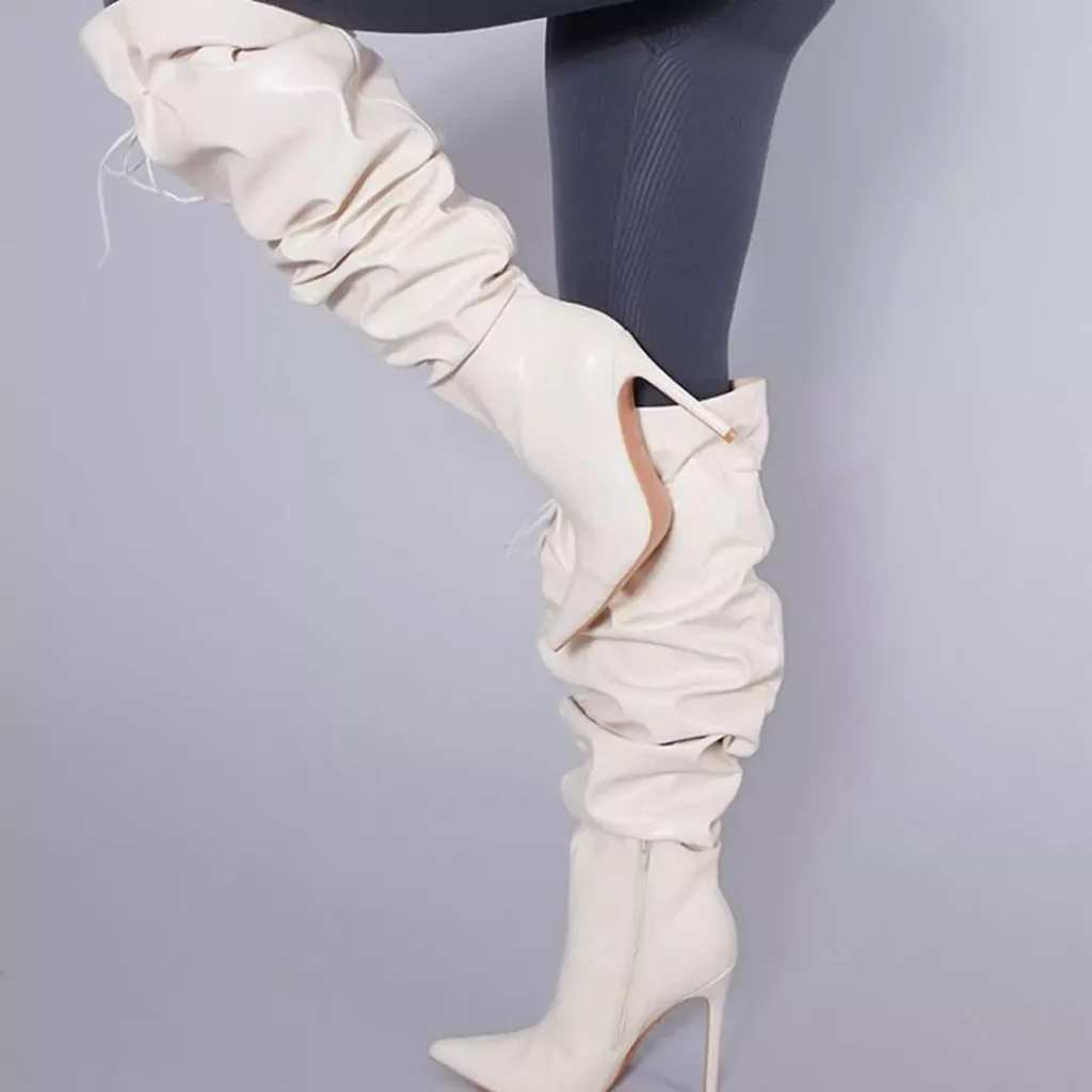 elegant white knee-high boots for women 