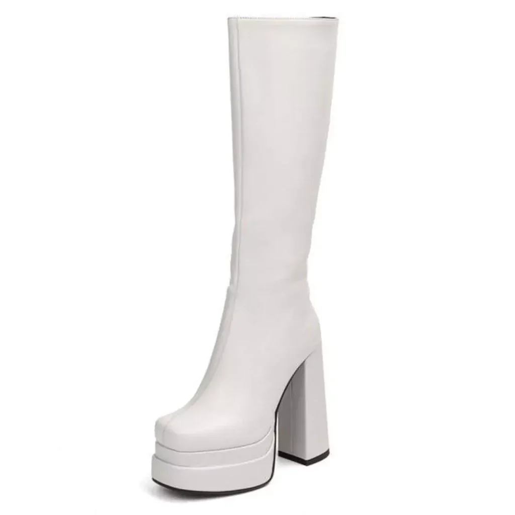 graceful white knee-high boots for women 