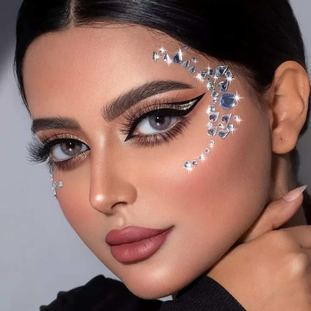 Modern Glittering jeweled makeup