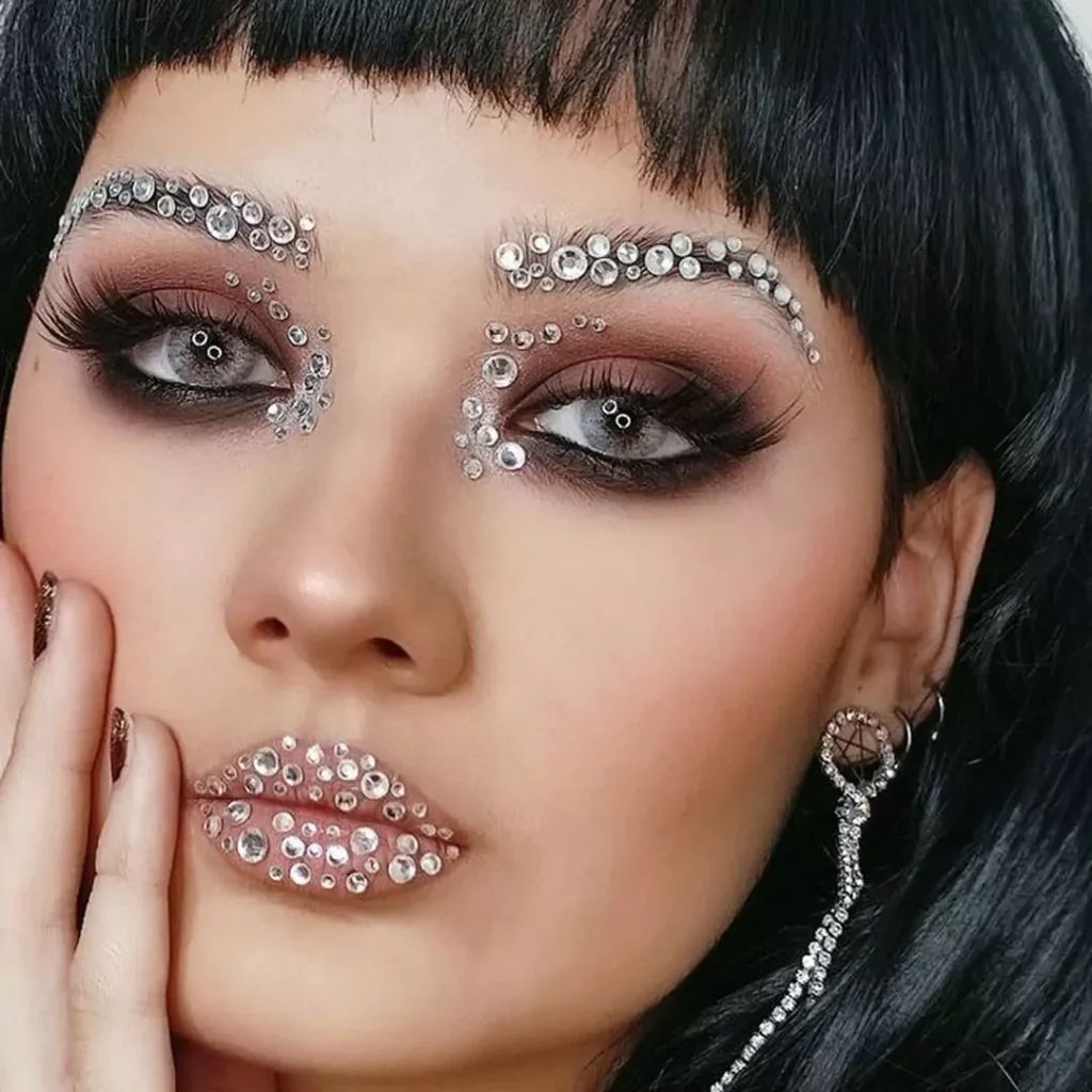 Stylish Glittering jeweled makeup