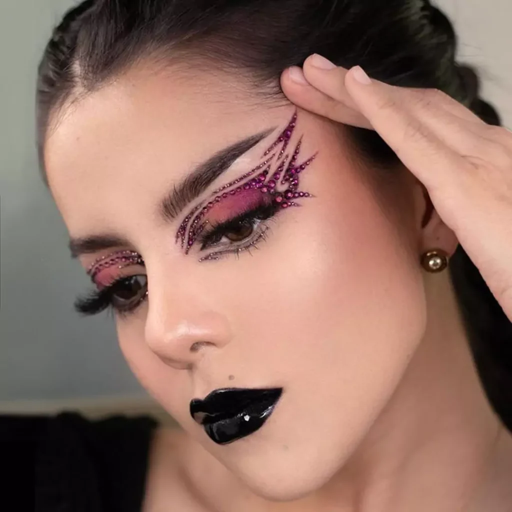 Stylish makeup models with patterned eyeshadow