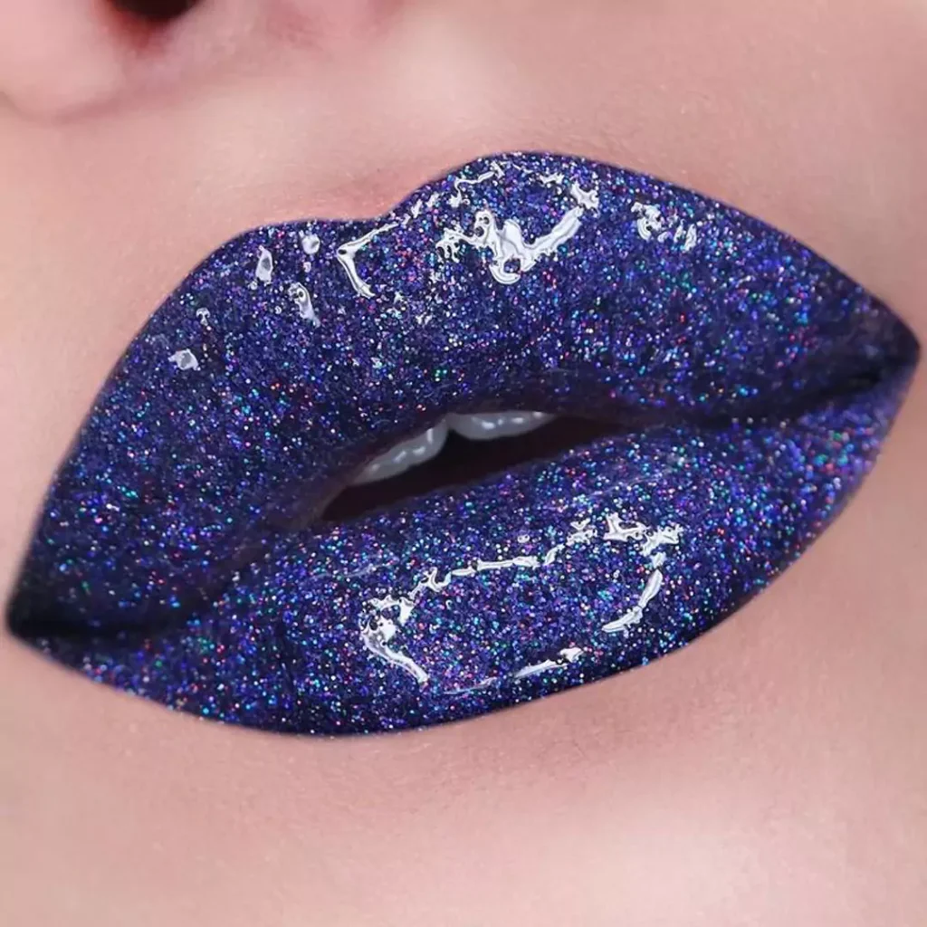 Eye-catching blue lipstick