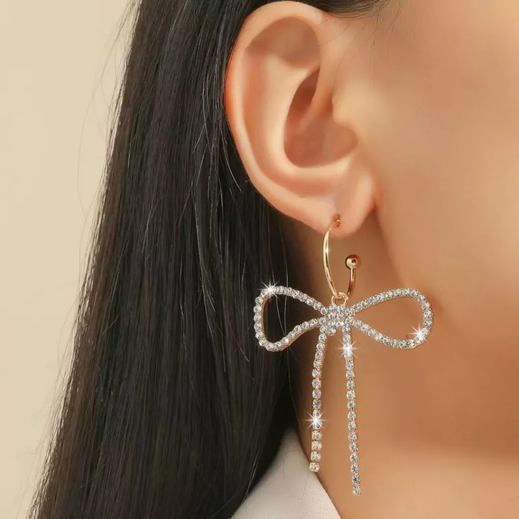 Modern earrings with bow tie designs