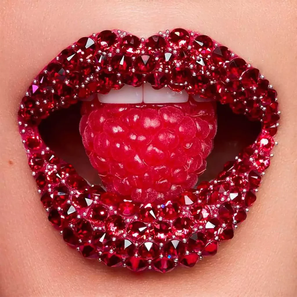 stylish jeweled lip makeup