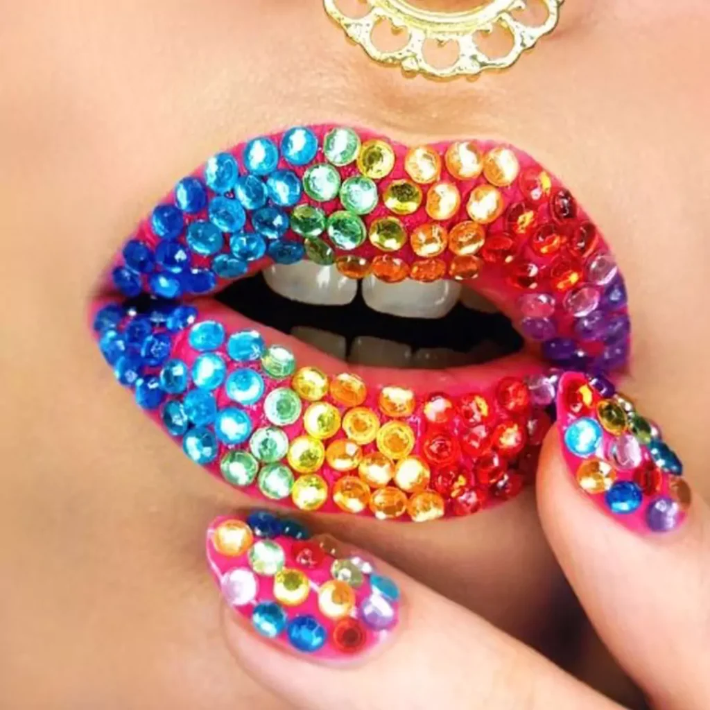 modern jeweled lip makeup