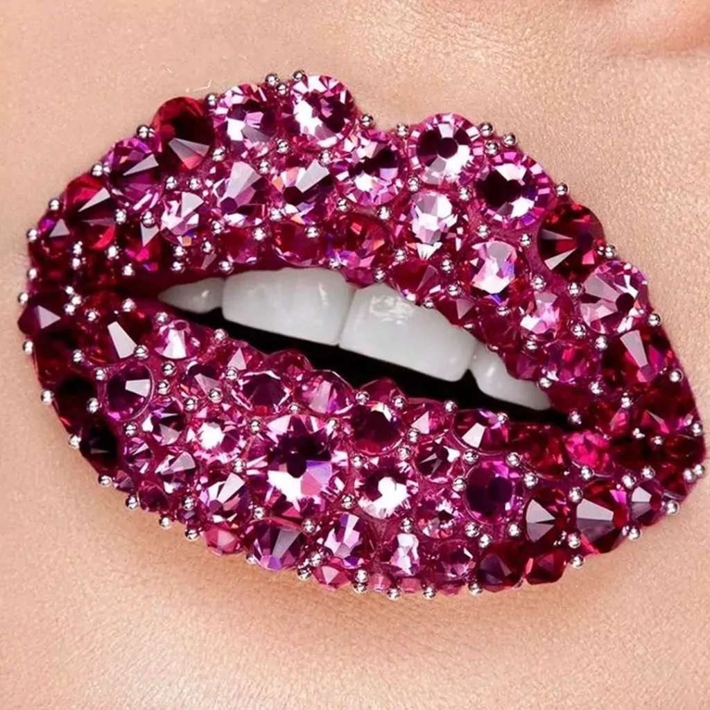 pink jeweled lip makeup