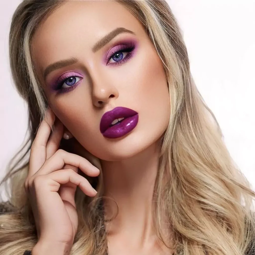 Attractive purple makeup