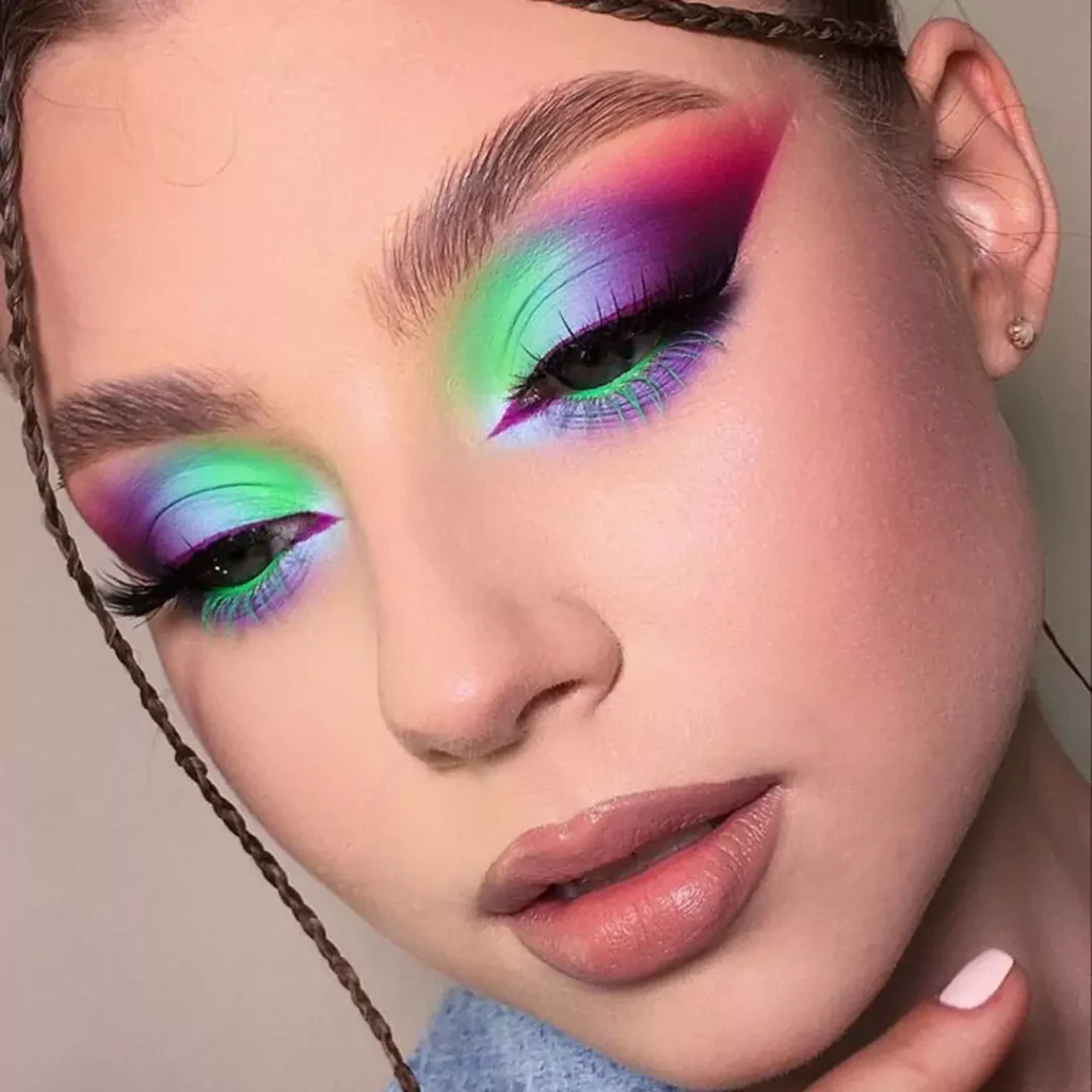 Enchanting Makeup models with colorful eyeshadow