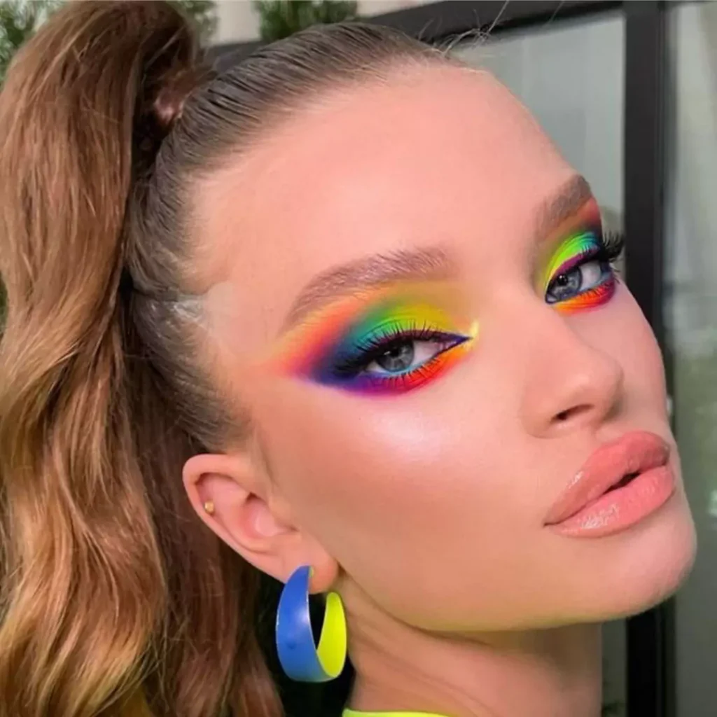 Beautiful and charming Makeup models with colorful eyeshadow