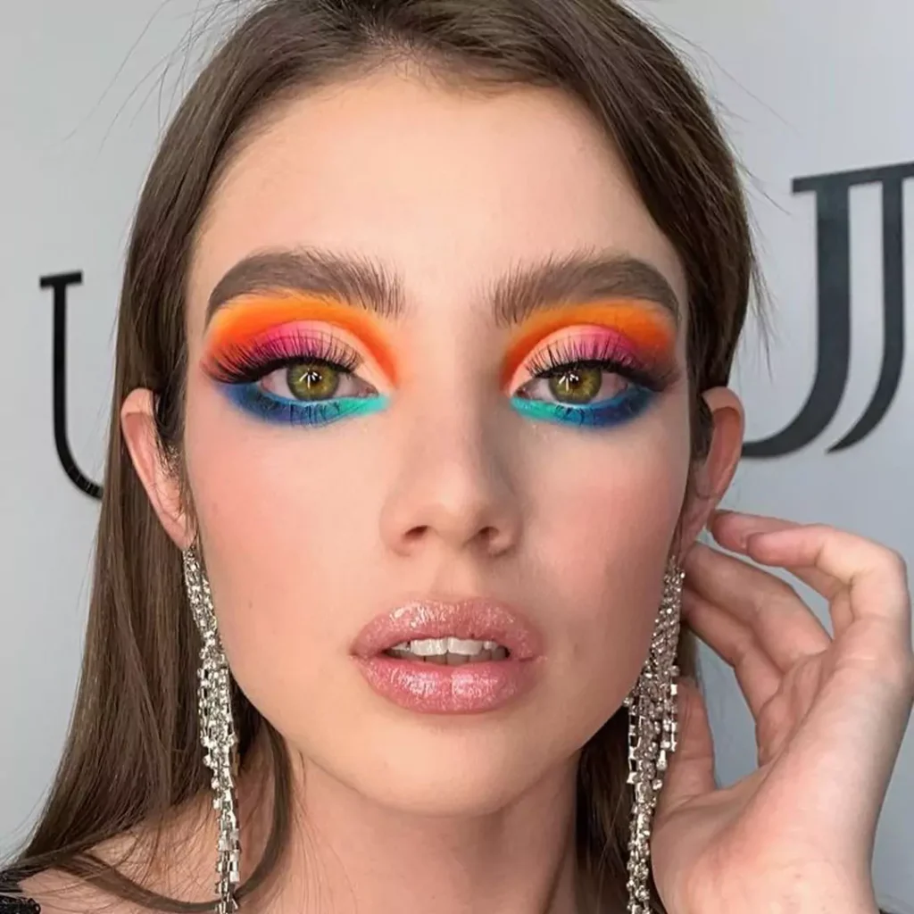 Attractive and special Makeup models with colorful eyeshadow