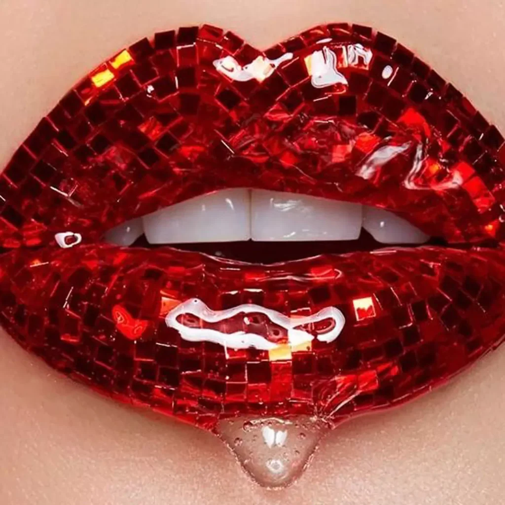 Enchanting lip makeup with sequins