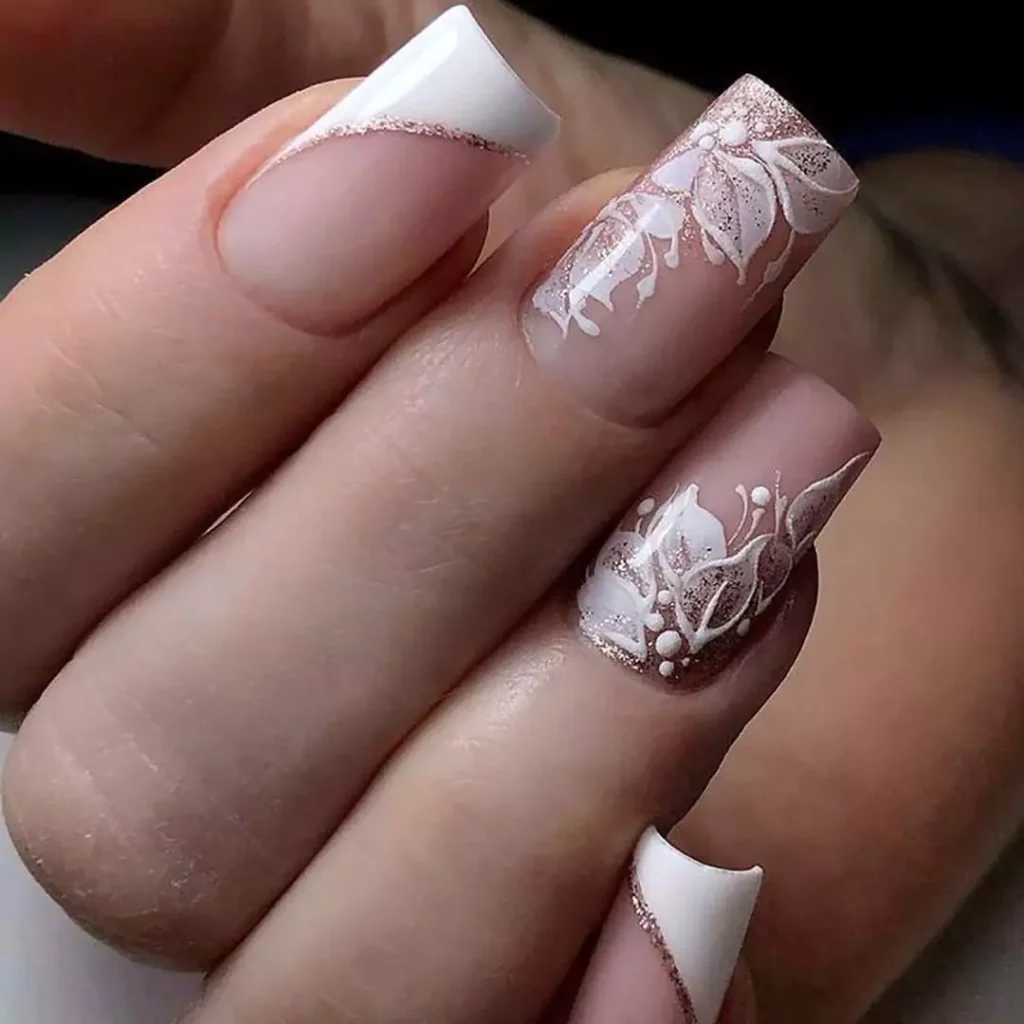 Attractive bridal nail design