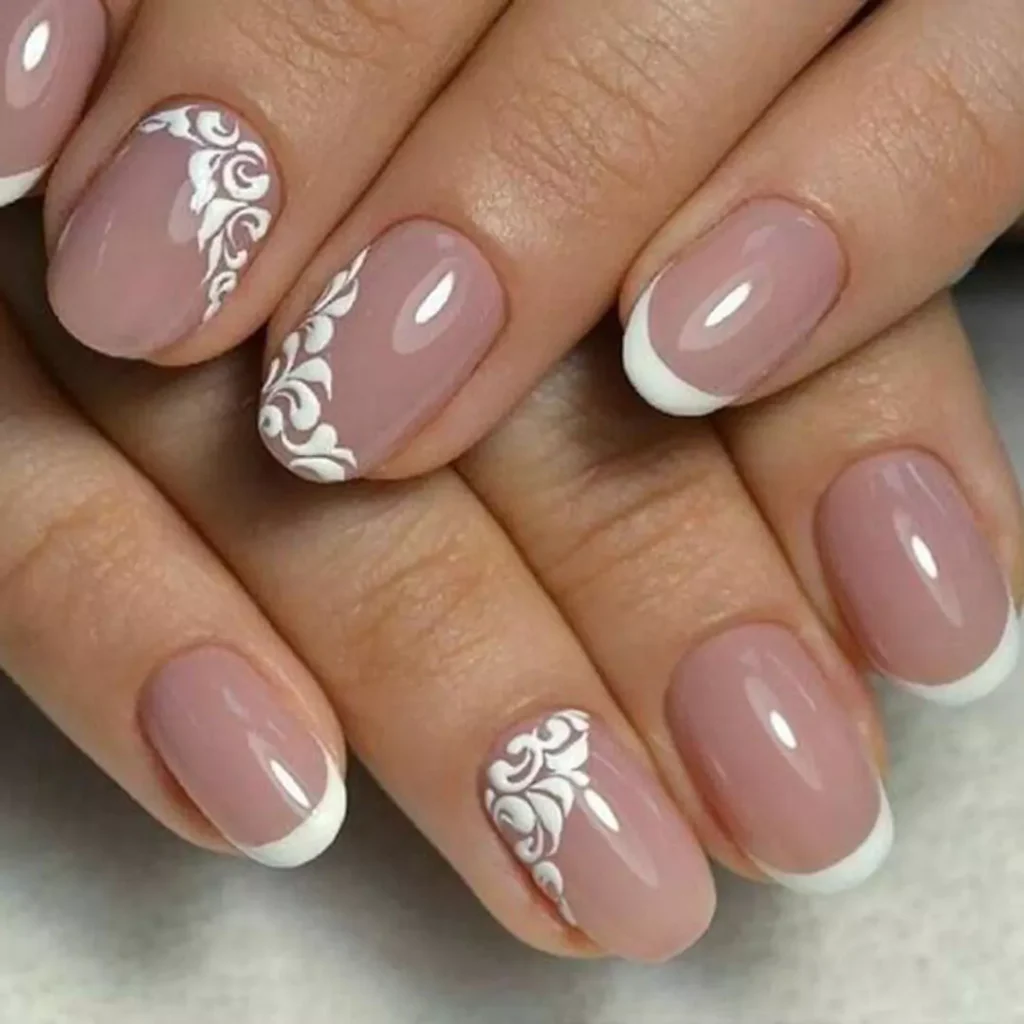 Stylish and special bridal nail design