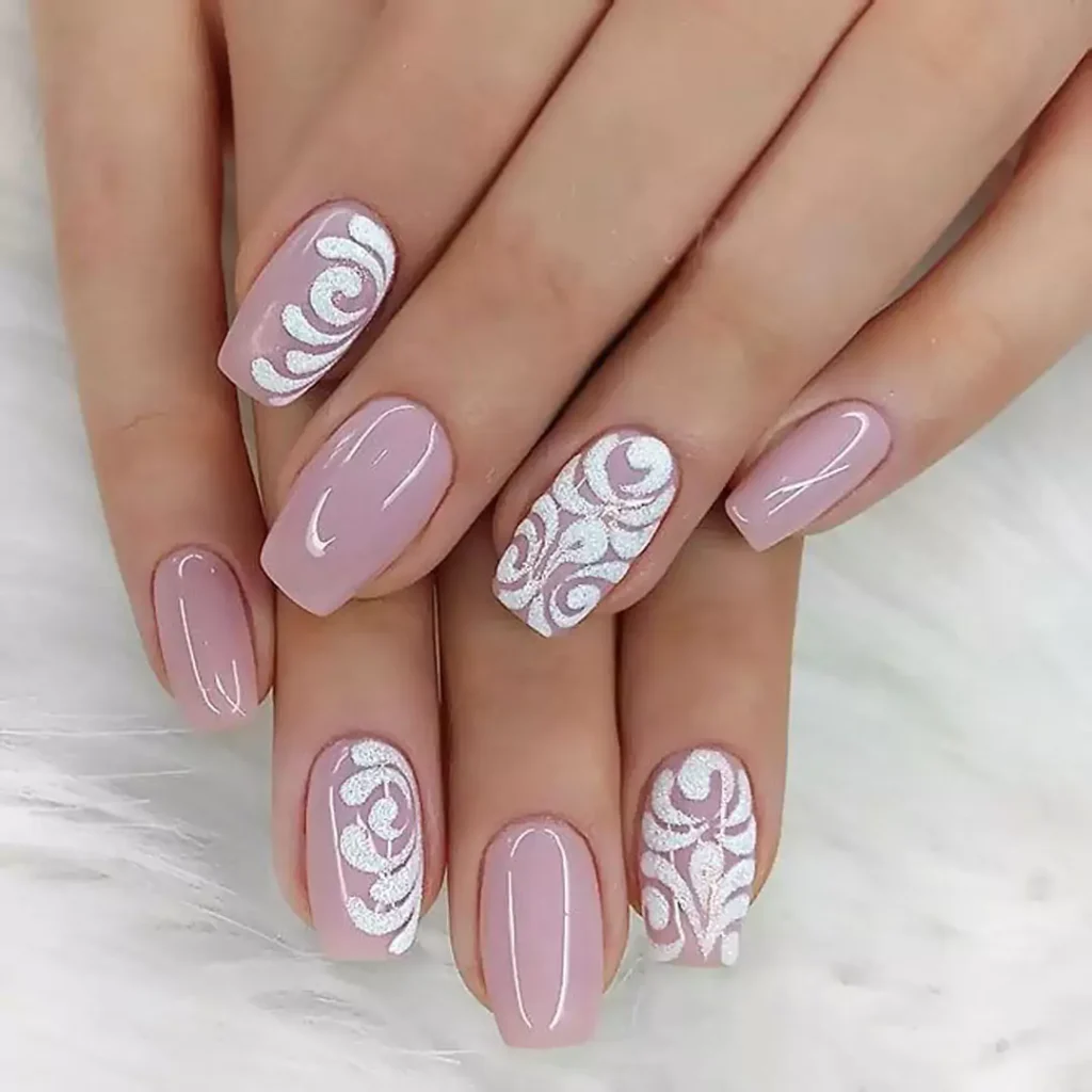 Attractive and special bridal nail design