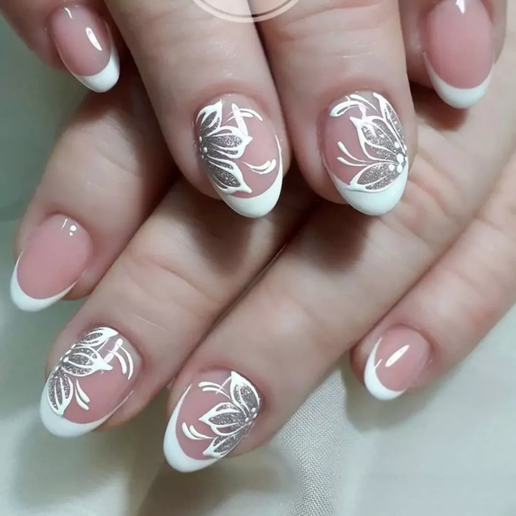 Beautiful and charming bridal nail design