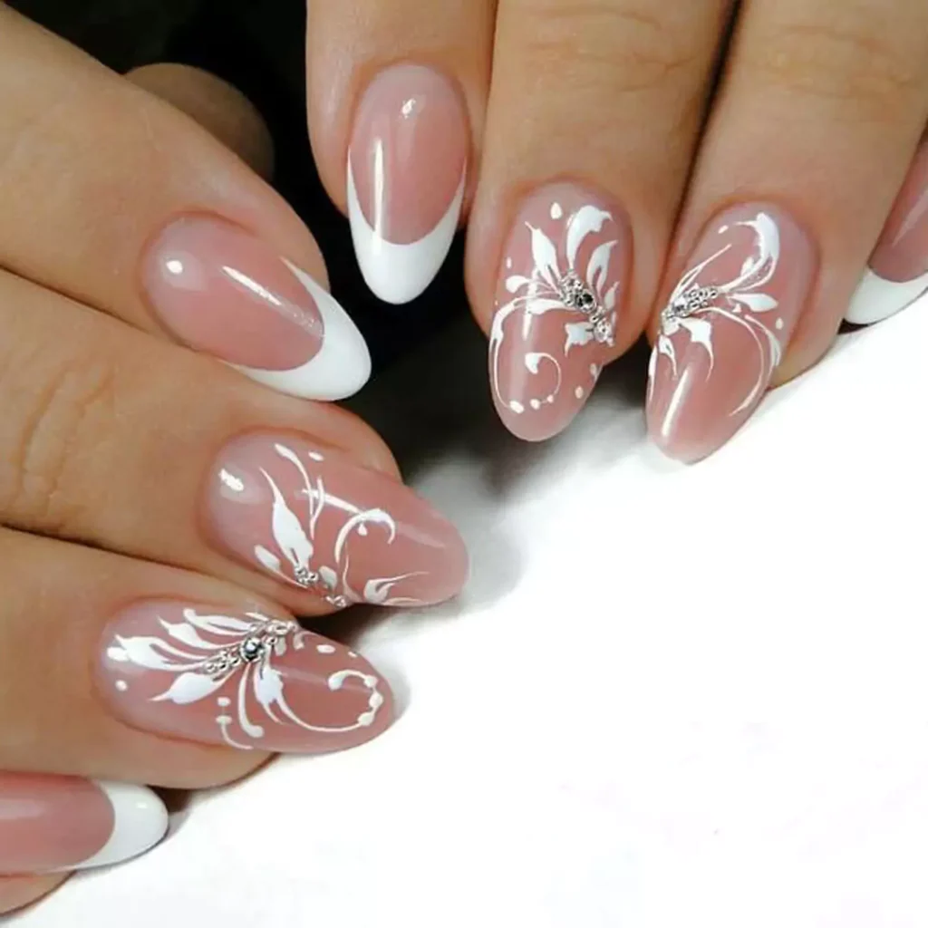 Enchanting bridal nail design