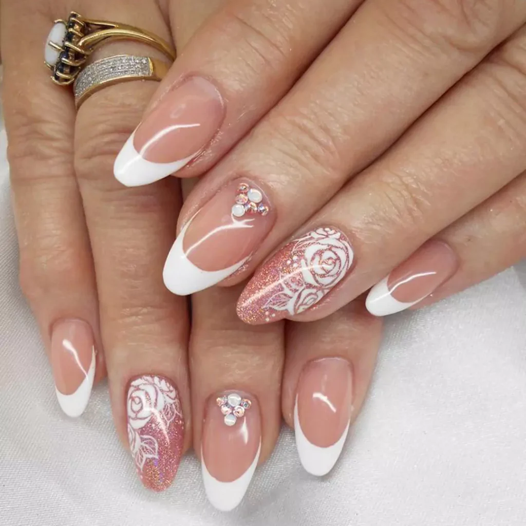 Eye-catching bridal nail design