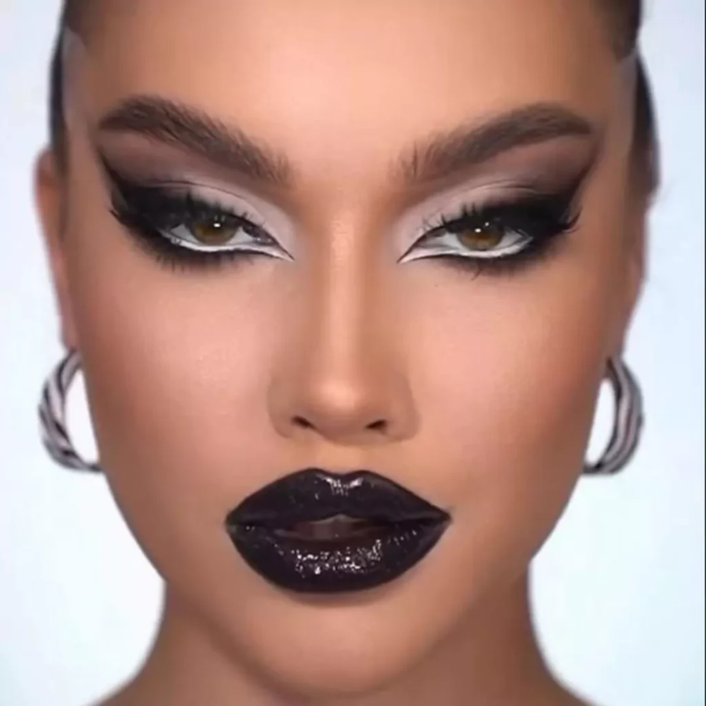 Special makeup models with black lipstick