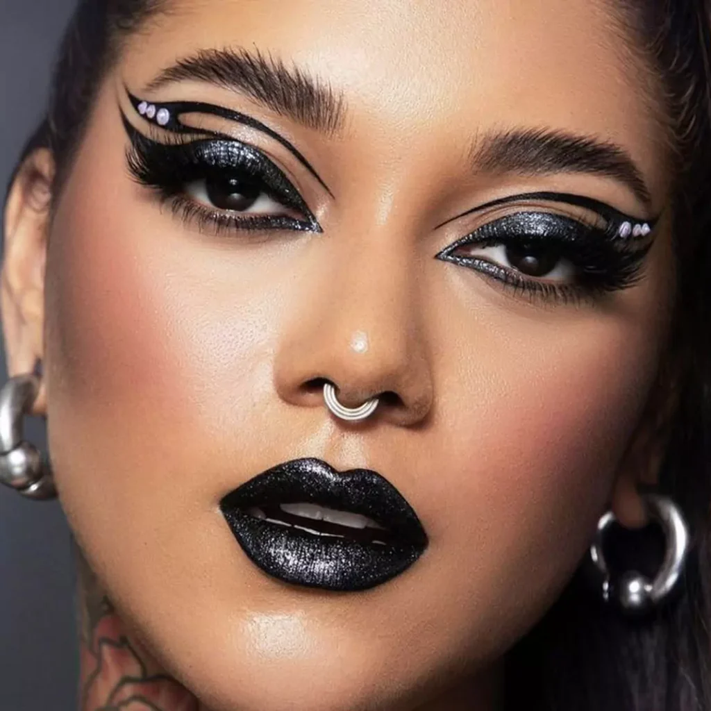 Eye-catching makeup models with black lipstick