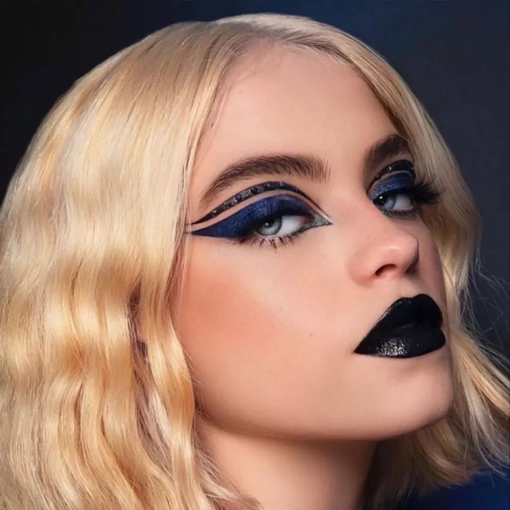 Stylish and special makeup models with black lipstick