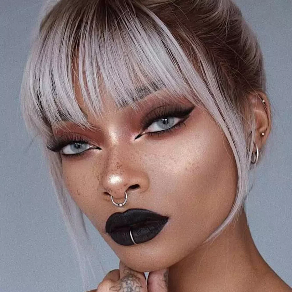 Attractive and special makeup models with black lipstick