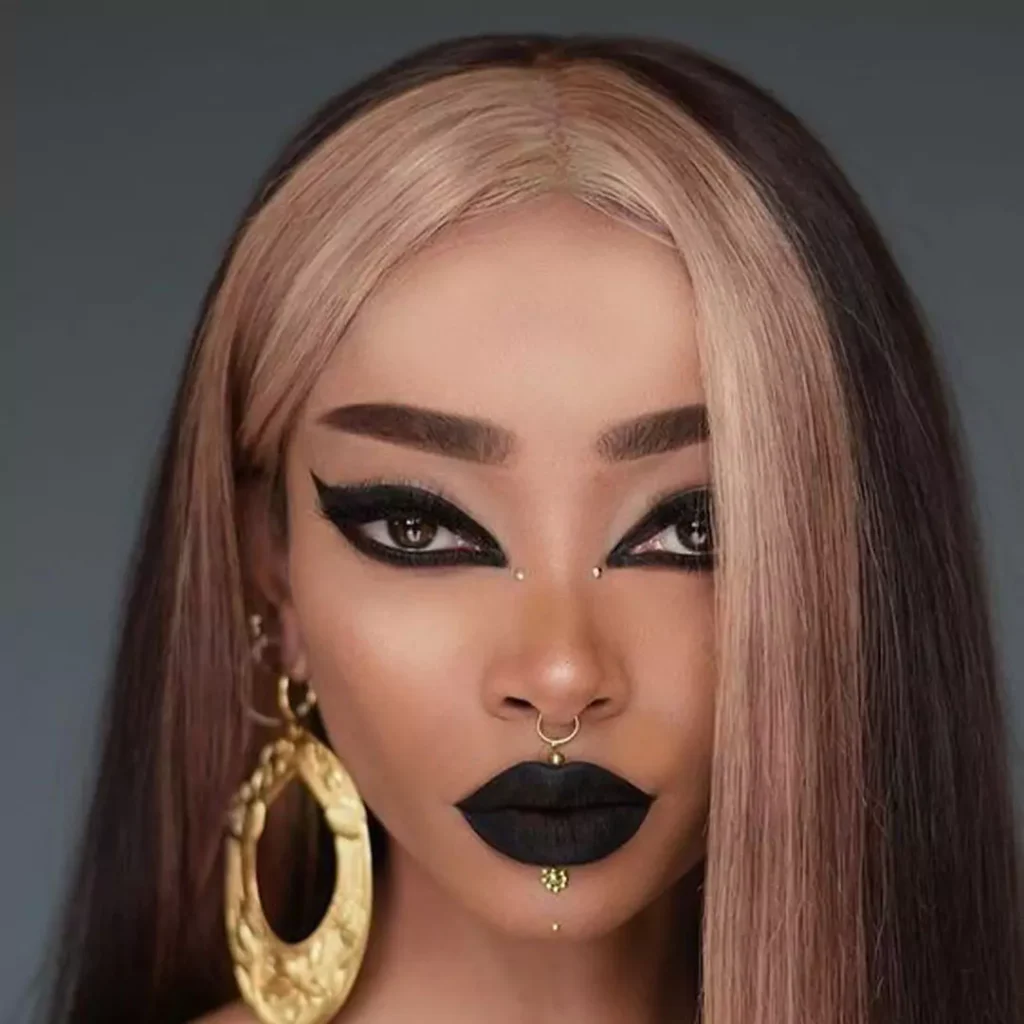 Enchanting makeup models with black lipstick